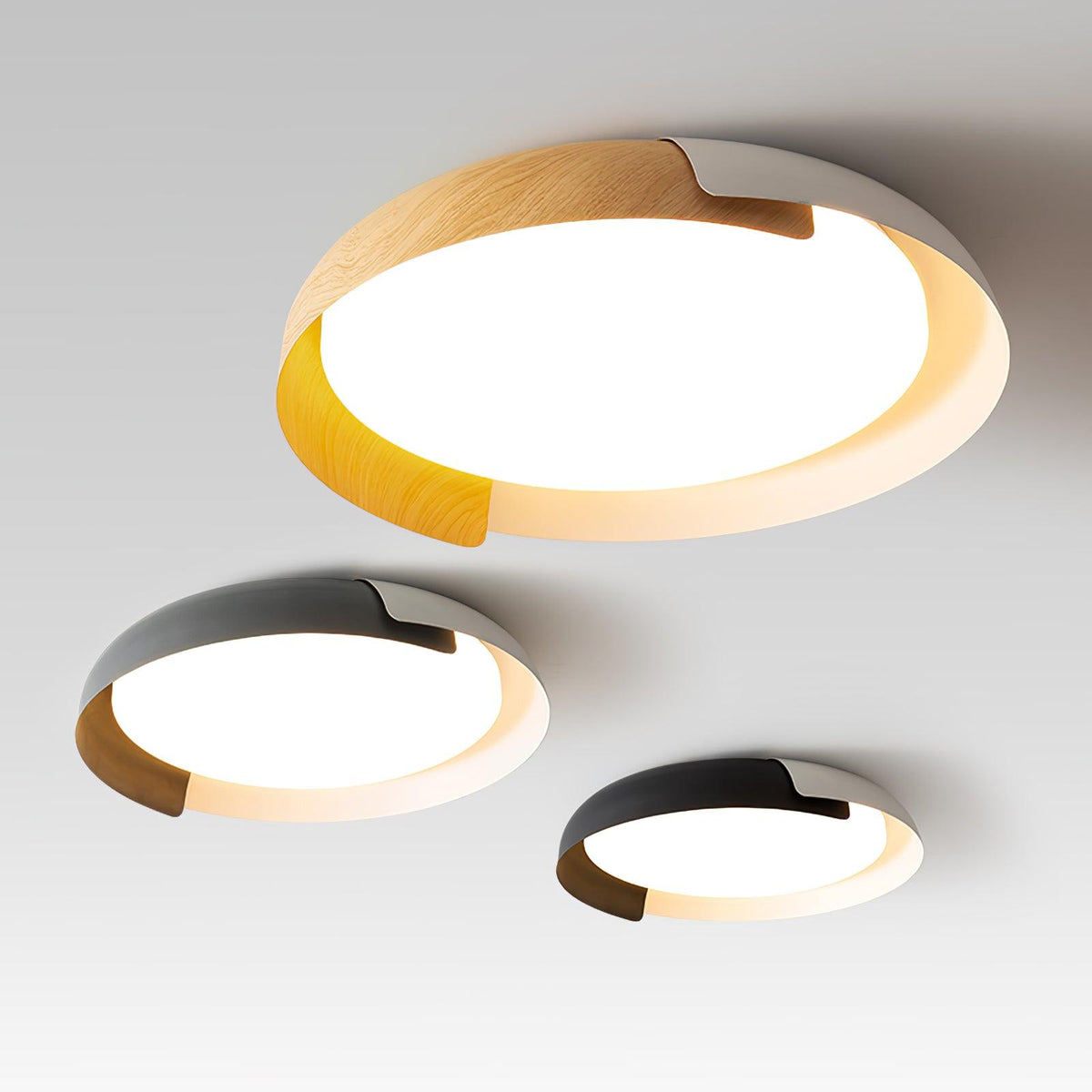 Nomino lámpara de techo redonda de acrílico y madera, estilo minimalista
