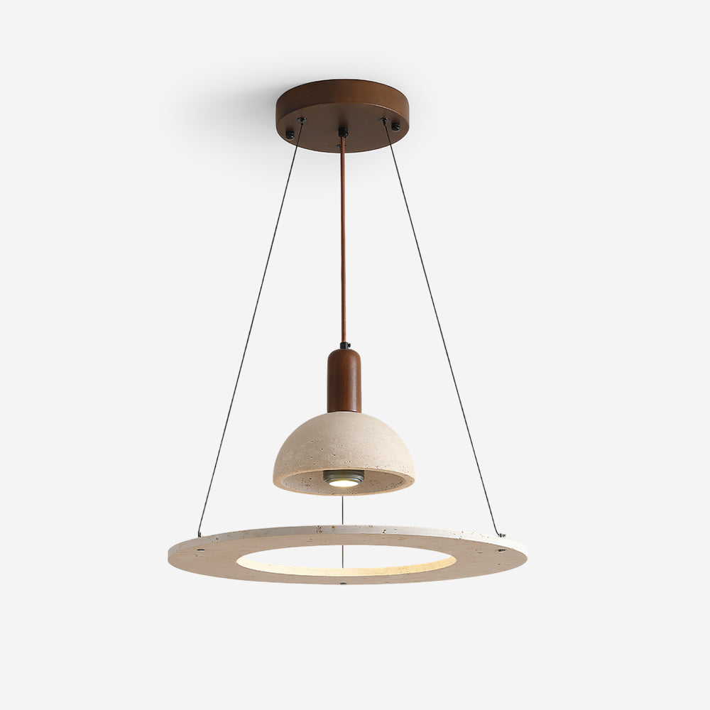 Valenise lámpara colgante cúpula y anillo de travertino