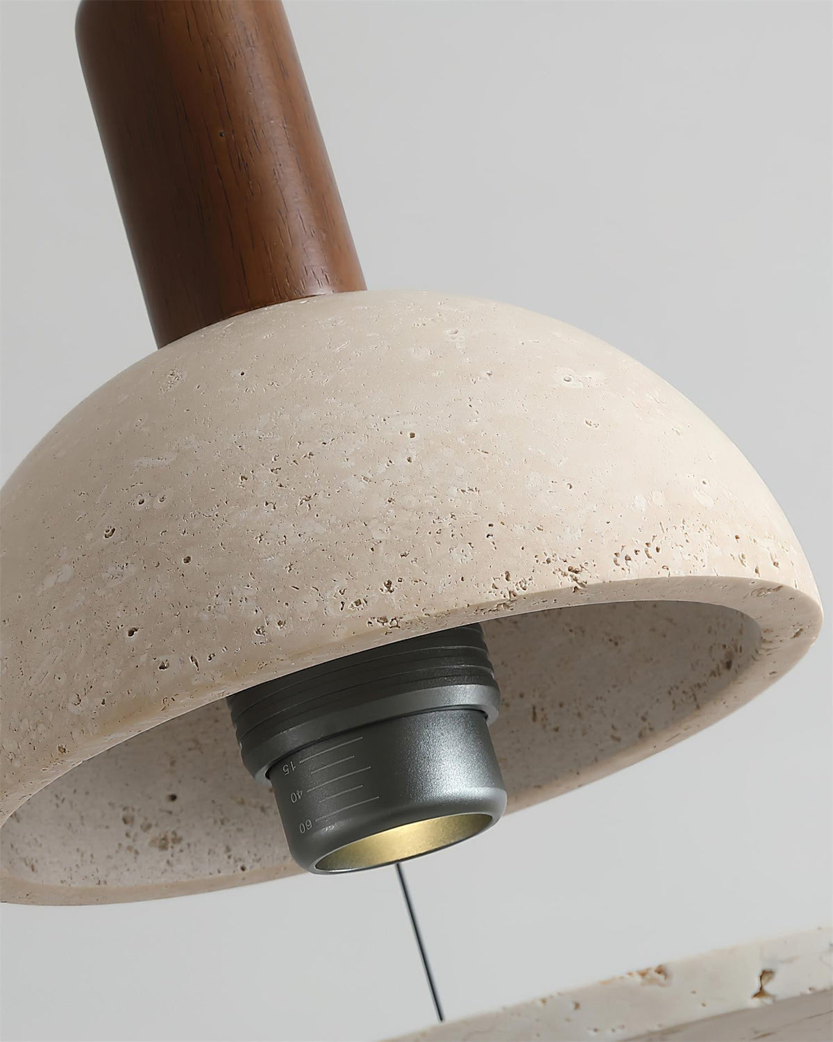 Valenise lámpara colgante cúpula y anillo de travertino