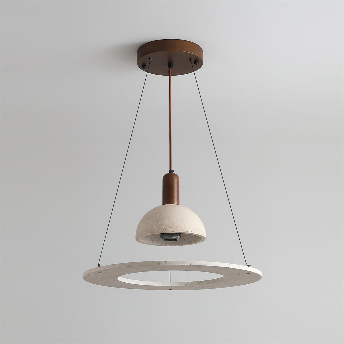 Valenise lámpara colgante cúpula y anillo de travertino