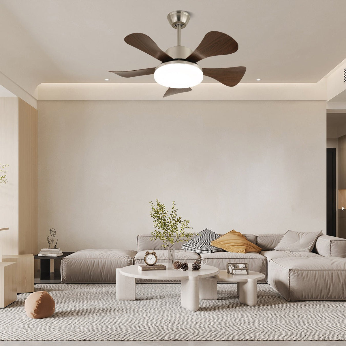 Aldeelle ventilador de techo con luz moderno de madera
