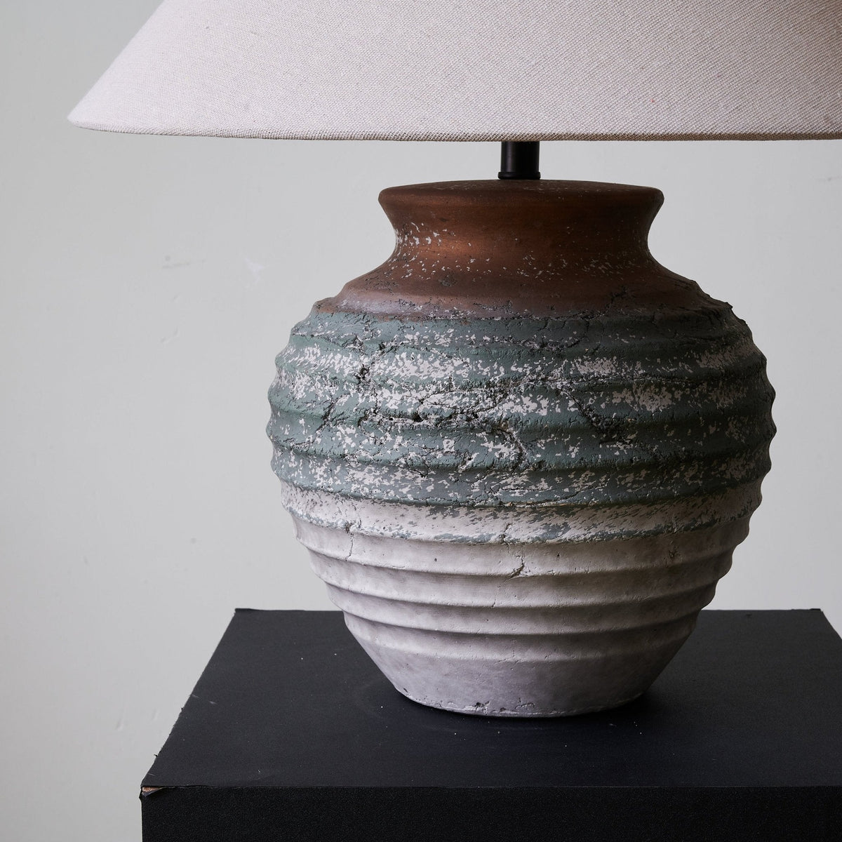 Rax lámpara de mesa tradicional de tejido Terracota y Beige