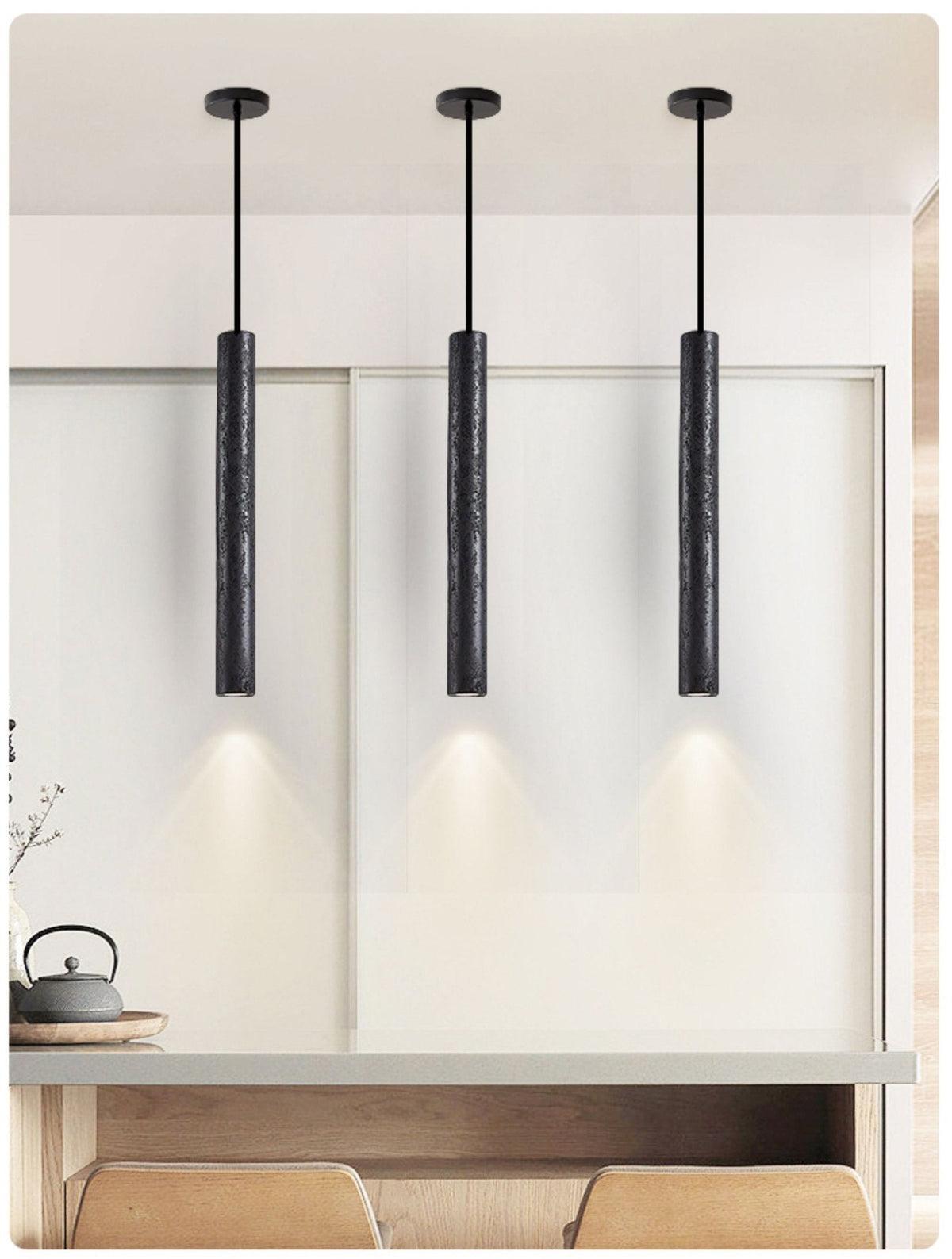 Fosb lámpara colgante Slim travertino negro de tubo