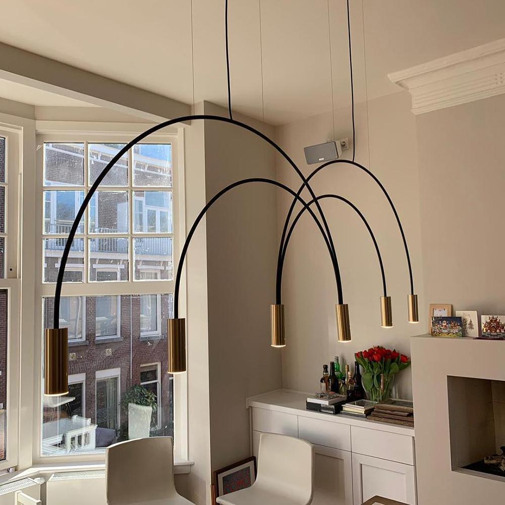 Noriel lámpara colgante minimalista con cilindros superpuestos para comedor cilíndrico