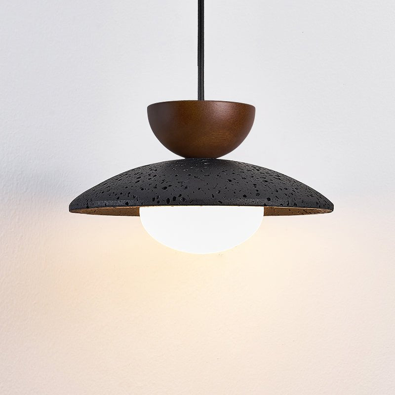 Ignis lámpara colgante cúpula travertino negro