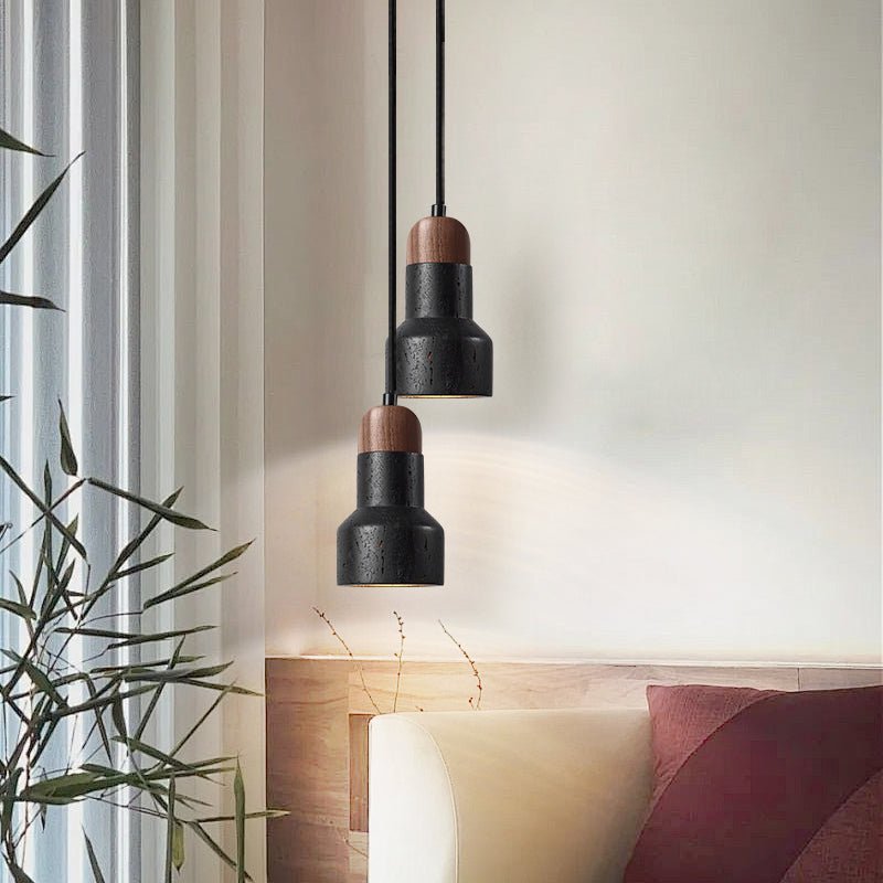 Foundry lámpara colgante moderna de travertino negro
