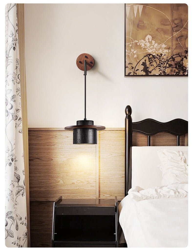 Halyn aplique de pared moderno negro en travertino