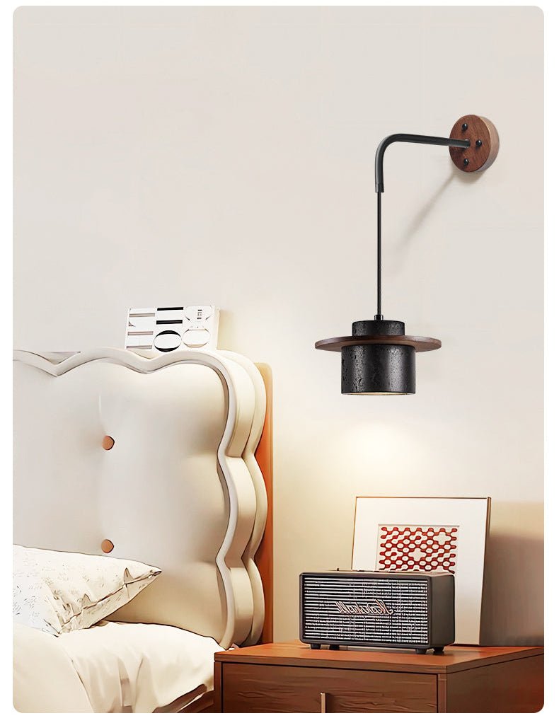 Halyn aplique de pared moderno negro en travertino