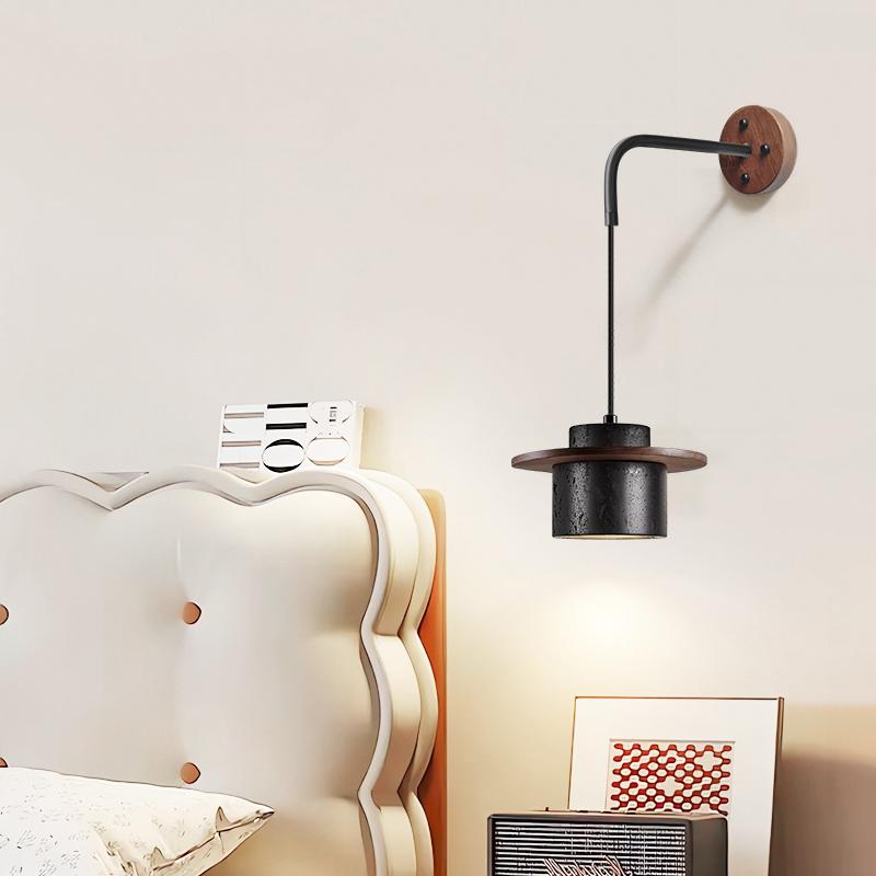 Halyn aplique de pared moderno negro en travertino