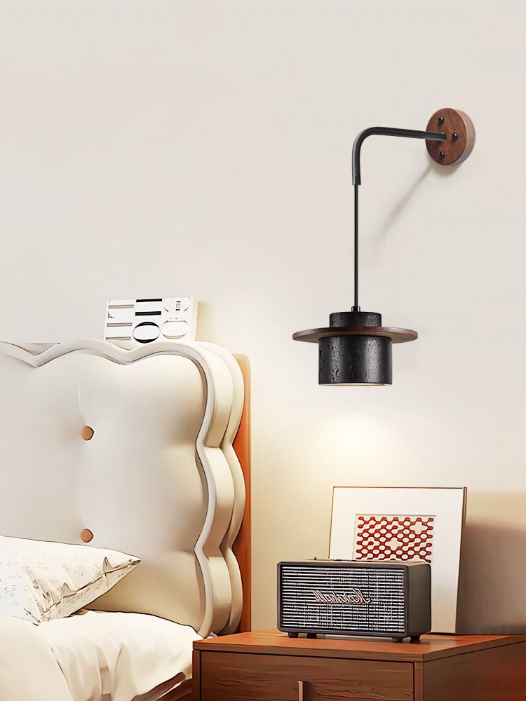Halyn aplique de pared moderno negro en travertino