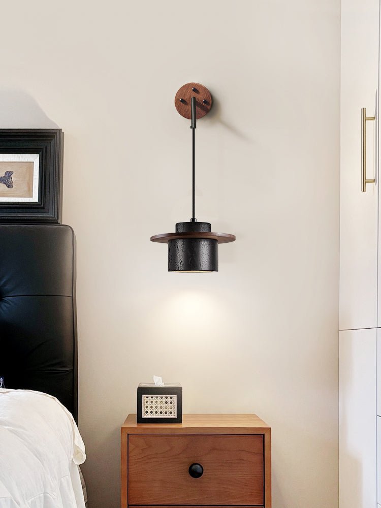 Halyn aplique de pared moderno negro en travertino