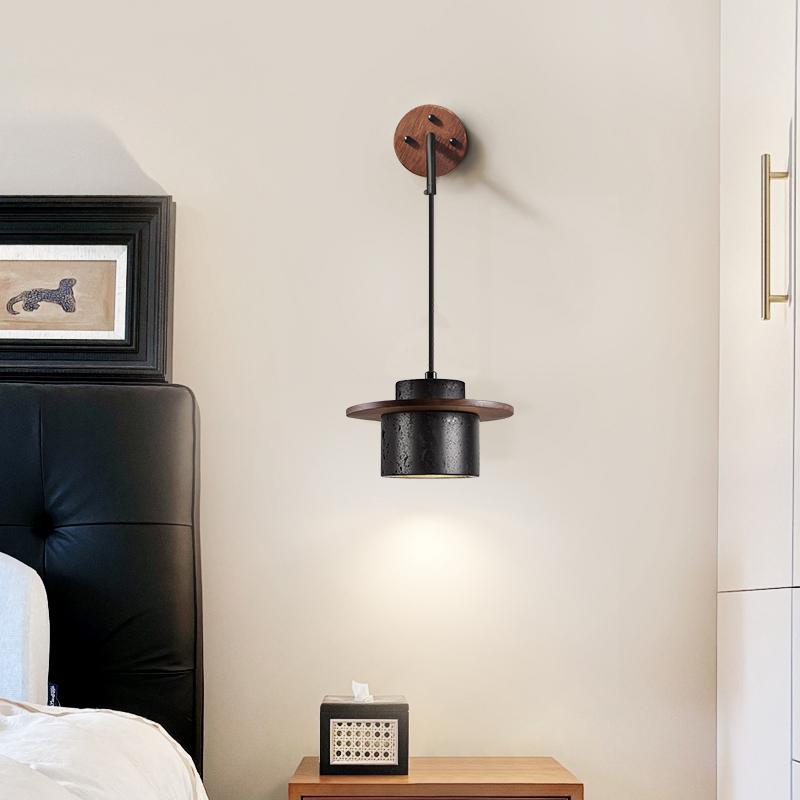 Halyn aplique de pared moderno negro en travertino