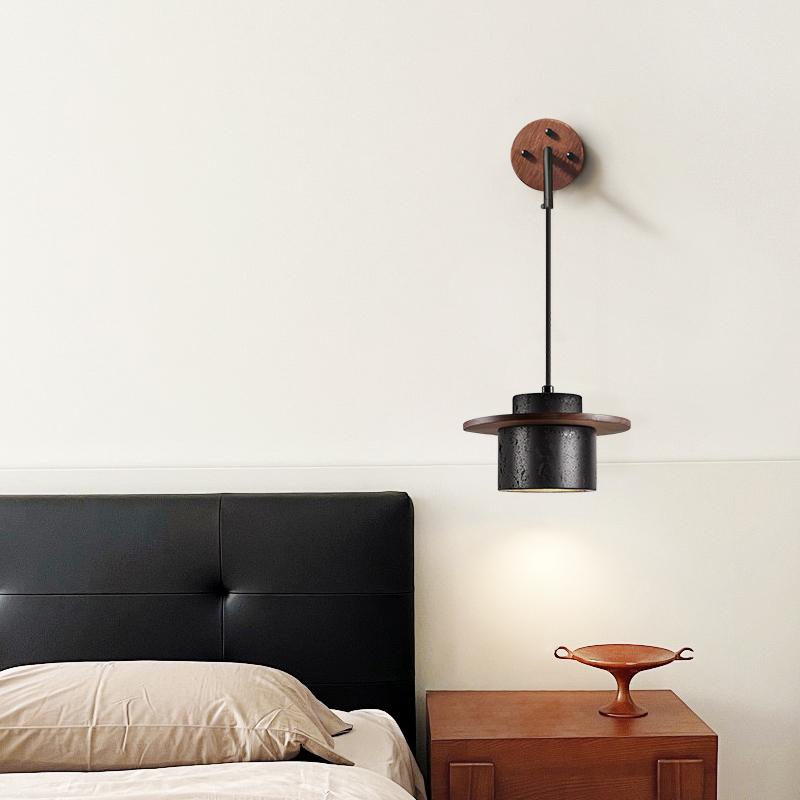 Halyn aplique de pared moderno negro en travertino