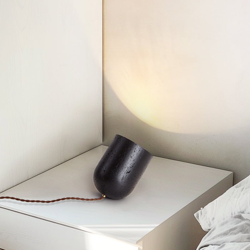 Lumi lámpara de mesa minimalista negra de travertino