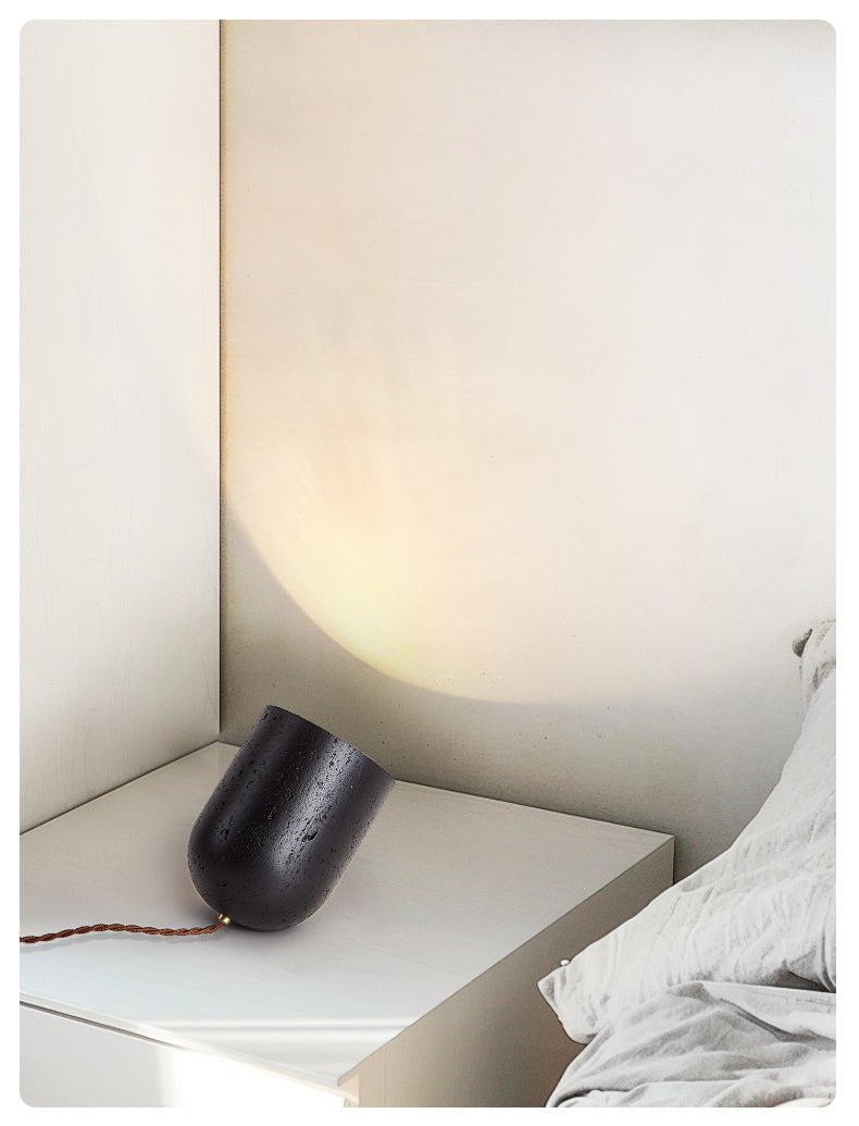 Lumi lámpara de mesa minimalista negra de travertino