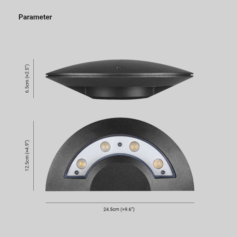 Ray Diseño Plato Metal Aplique de Pared Exterior Negro