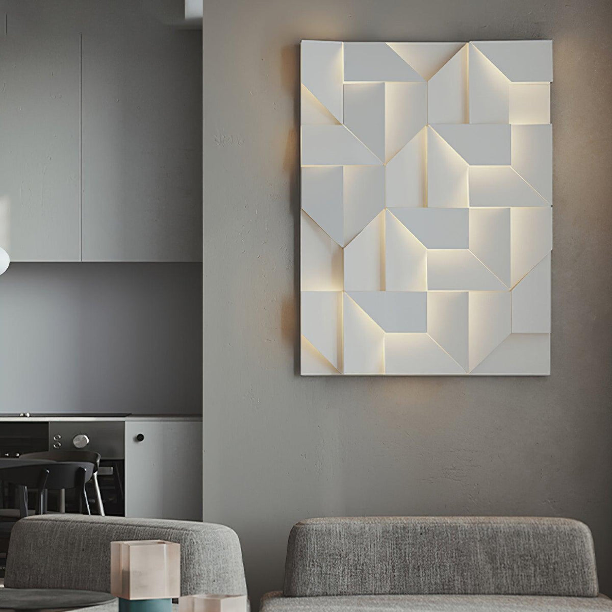 Aplique de pared 3D Paneles geométricos capa luz arte atenuación remota moderno