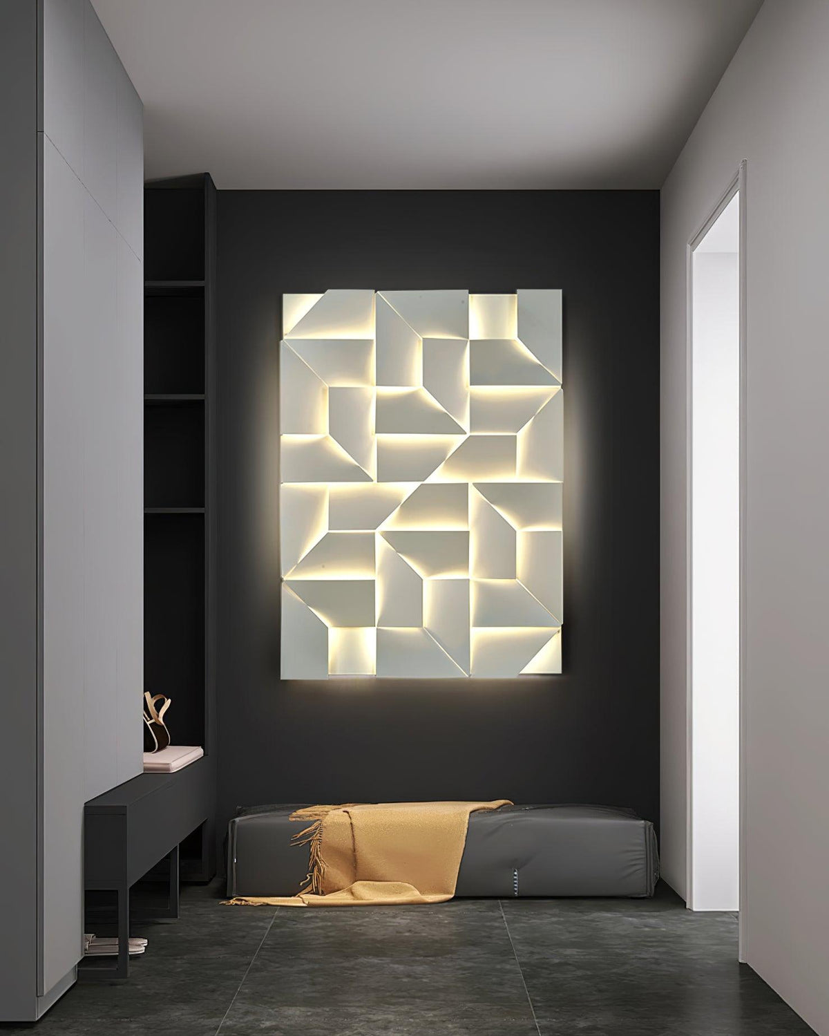 Aplique de pared 3D Paneles geométricos capa luz arte atenuación remota moderno
