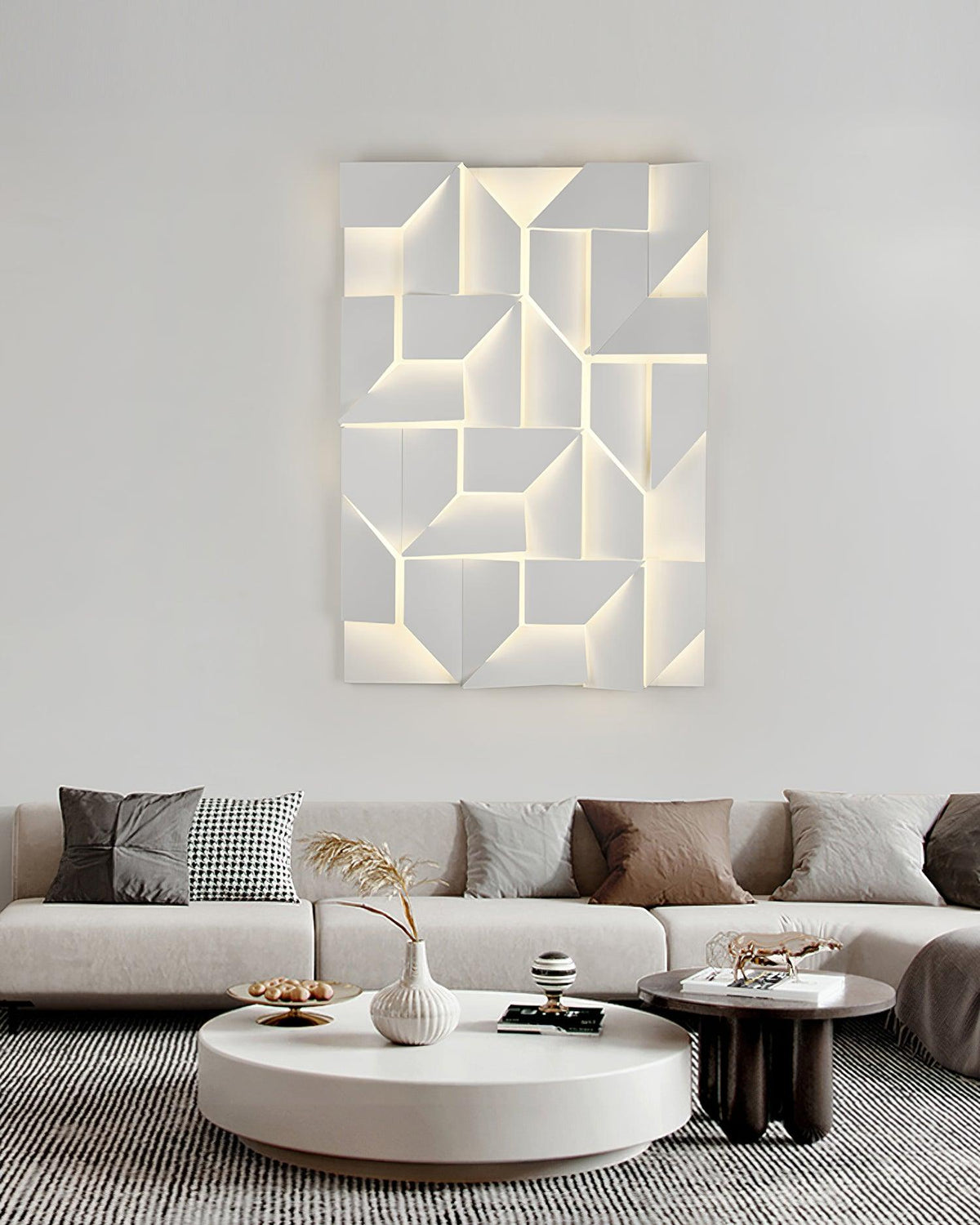Aplique de pared 3D Paneles geométricos capa luz arte atenuación remota moderno