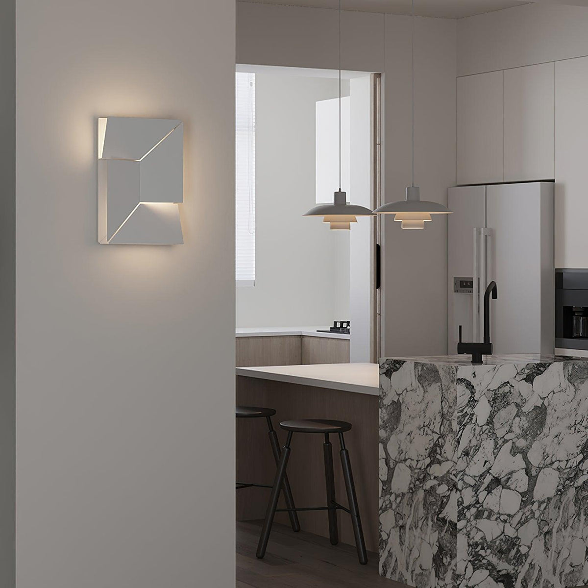 Aplique de pared 3D Paneles geométricos capa luz arte atenuación remota moderno