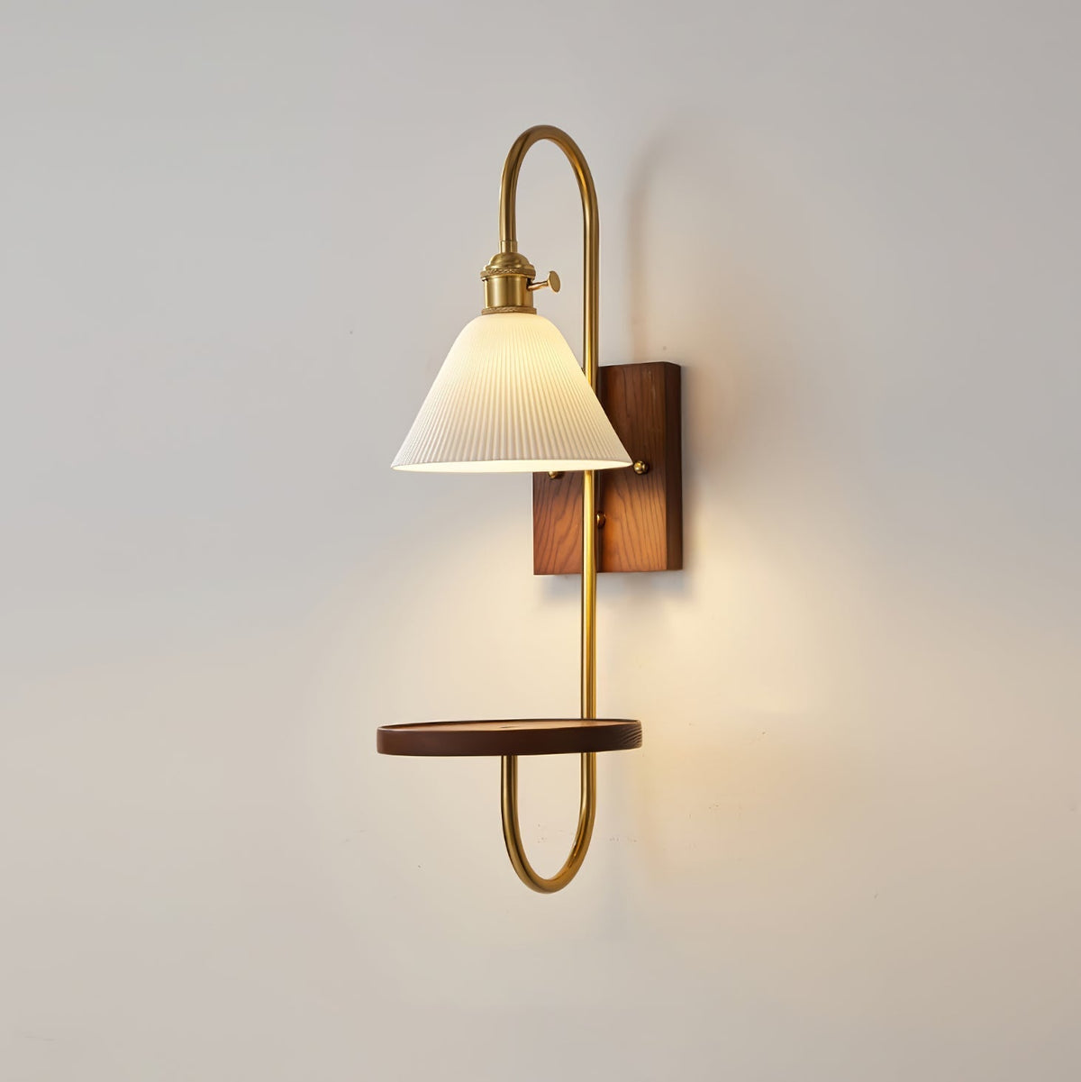 Altheus aplique de pared de estilo nórdico con estantería artística en cerámica y madera de nogal