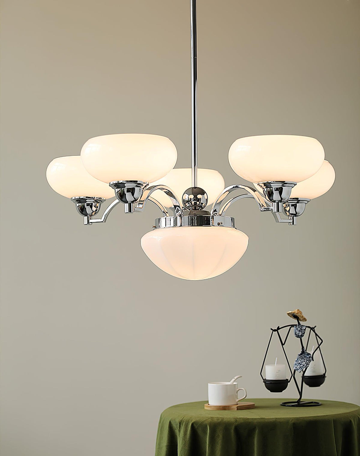 Veliniel lámpara de araña Warre Satin Nickel vidrio Hierro
