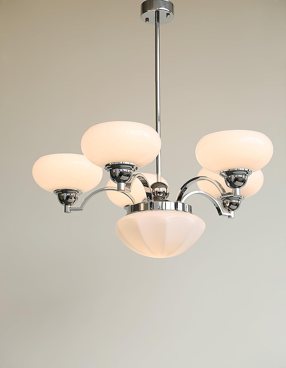 Veliniel lámpara de araña Warre Satin Nickel vidrio Hierro