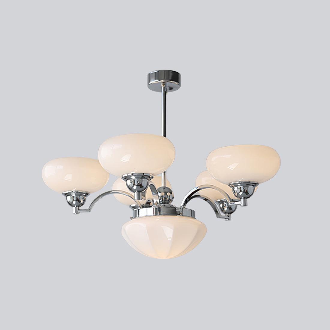 Veliniel lámpara de araña Warre Satin Nickel vidrio Hierro