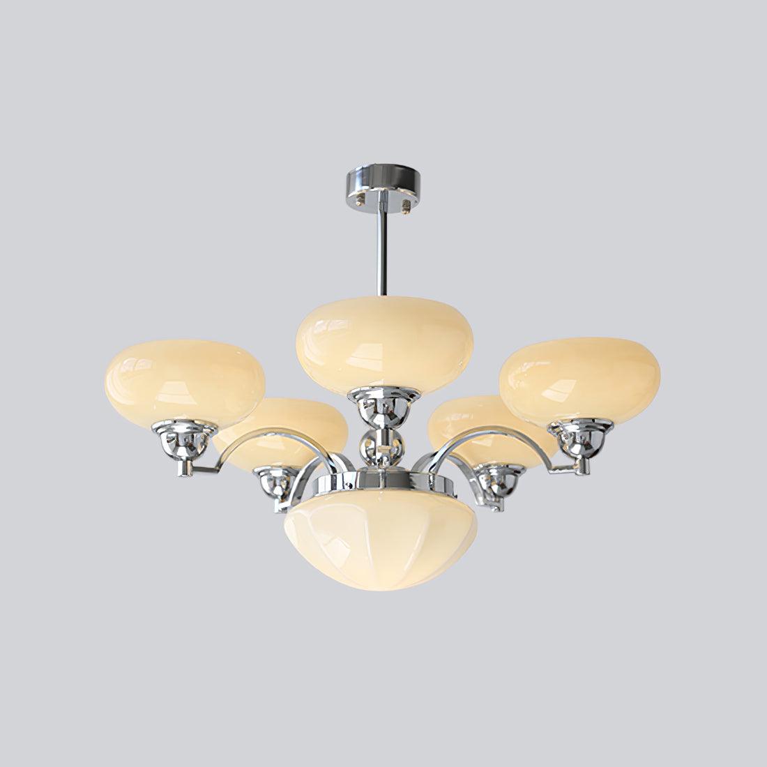 Veliniel lámpara de araña Warre Satin Nickel vidrio Hierro