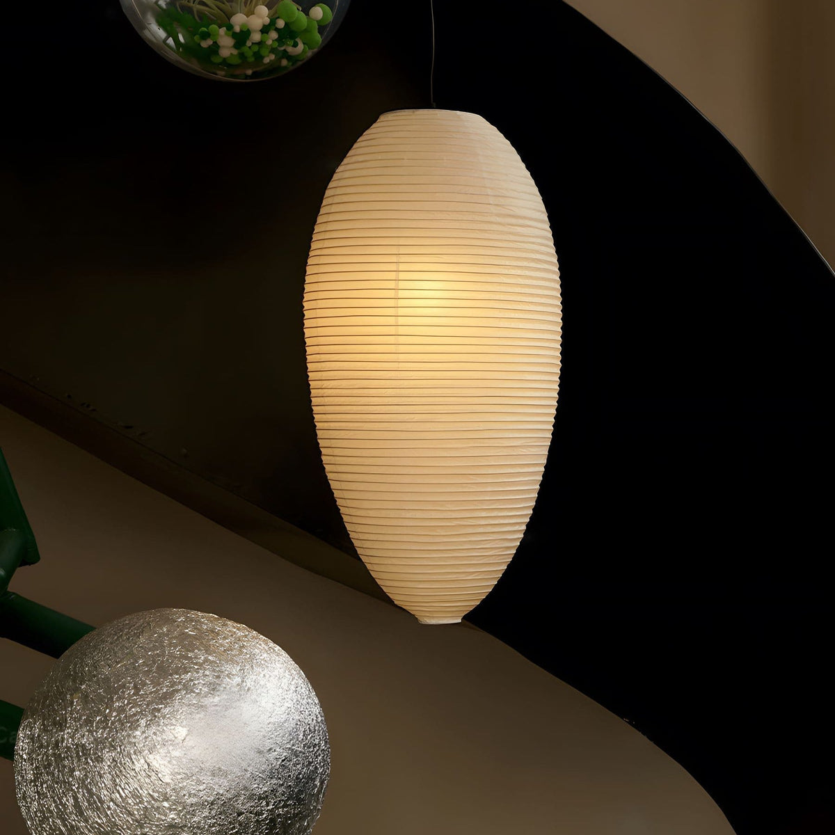 Myraean lámpara colgante moderna minimalista de papel y bambú color