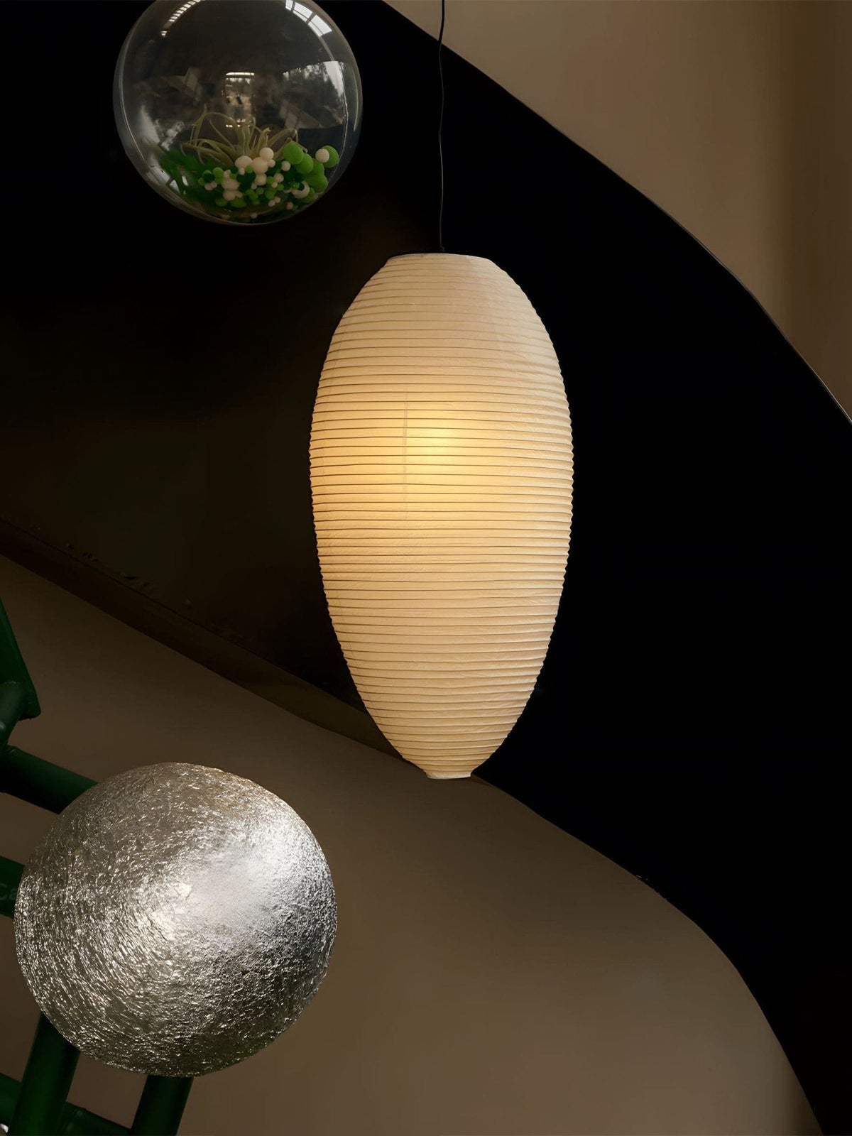 Myraean lámpara colgante moderna minimalista de papel y bambú color