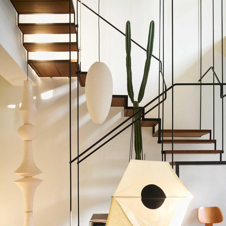 Myraean lámpara colgante moderna minimalista de papel y bambú color