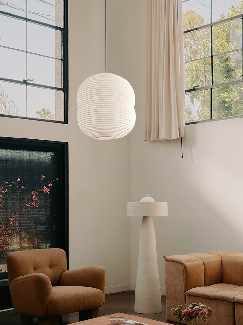 Nivelelle lámpara colgante minimalista con pantalla de papel de arroz