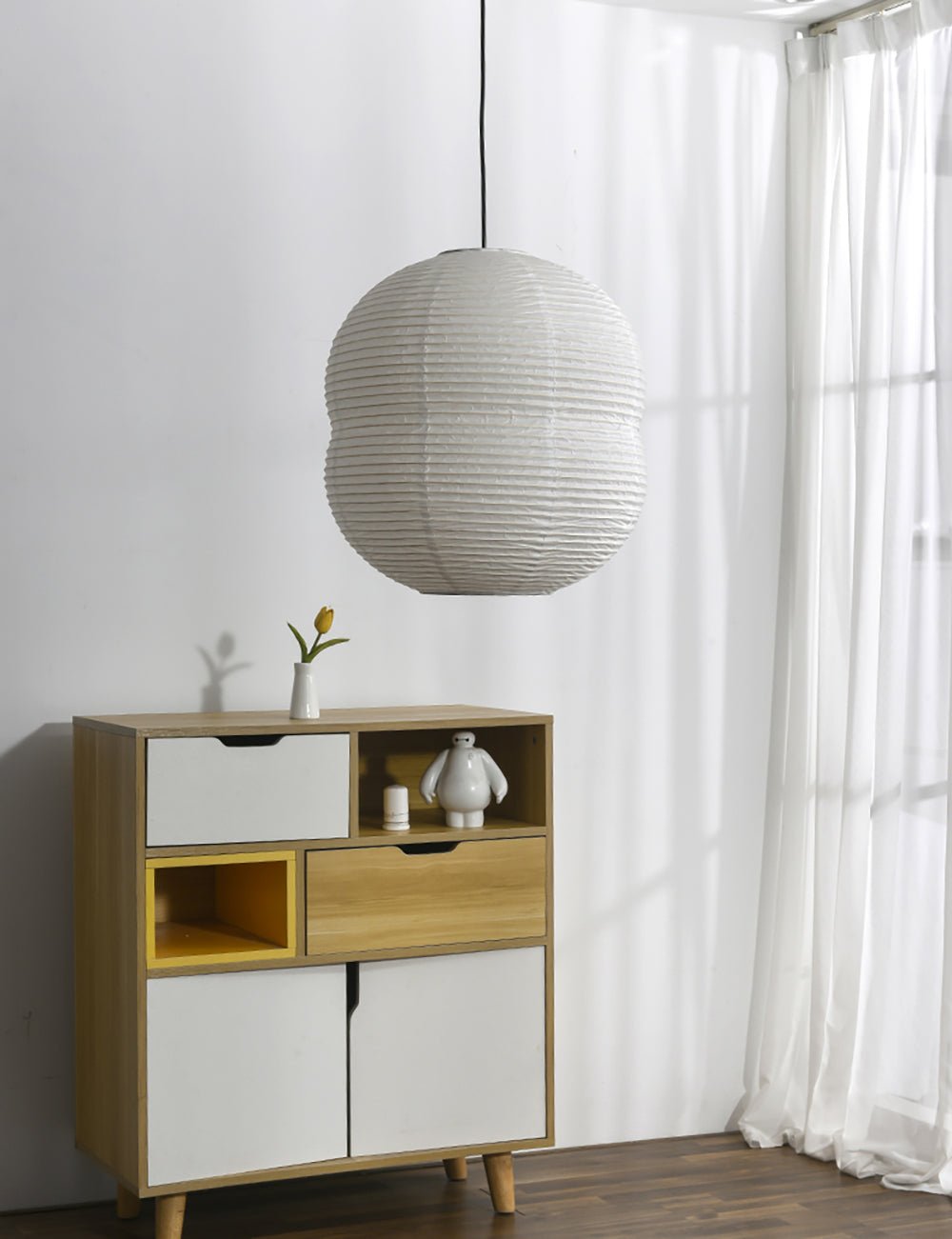 Nivelelle lámpara colgante minimalista con pantalla de papel de arroz