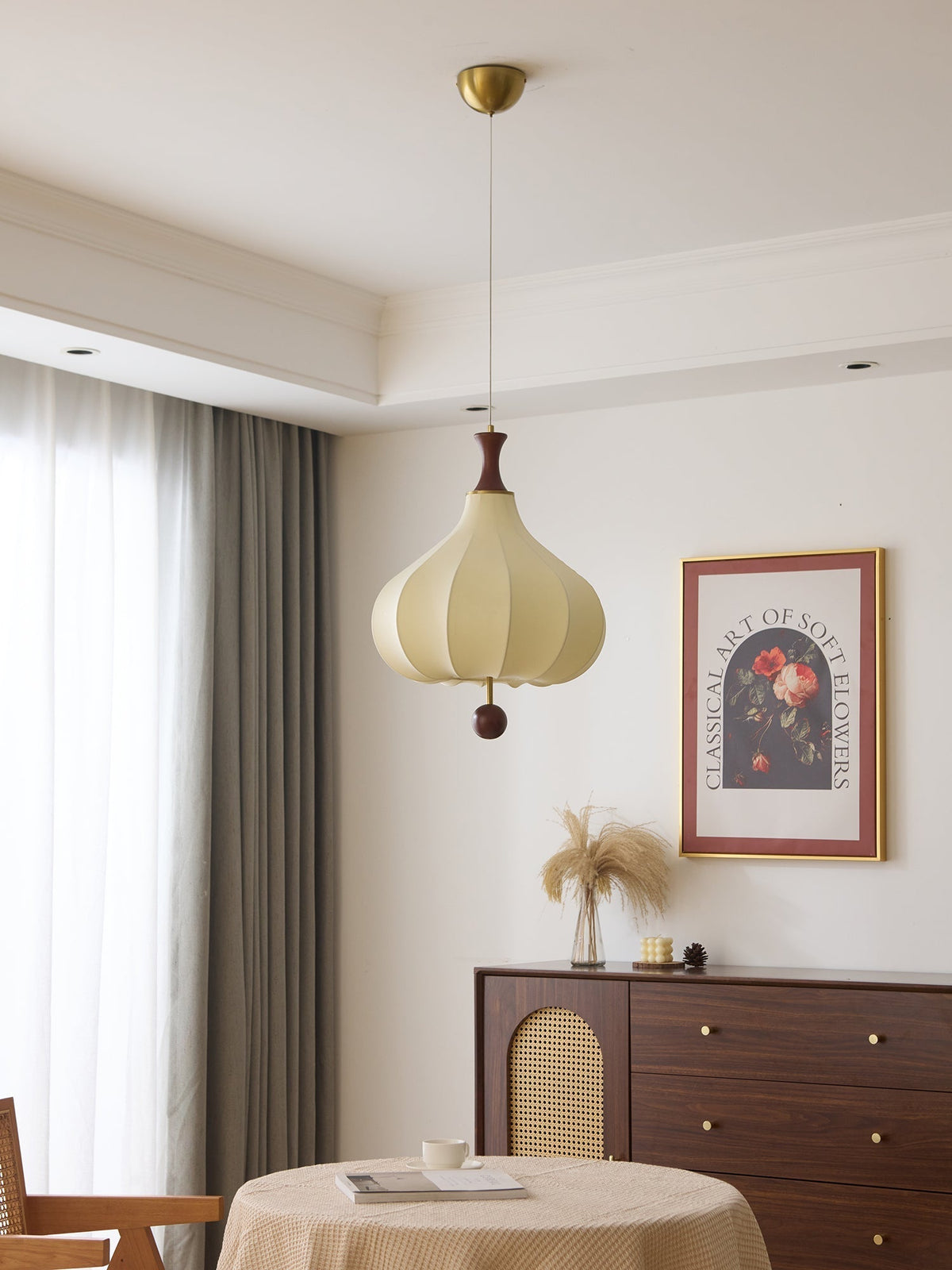 Mymira lámpara colgante de madera con elegancia tradicional