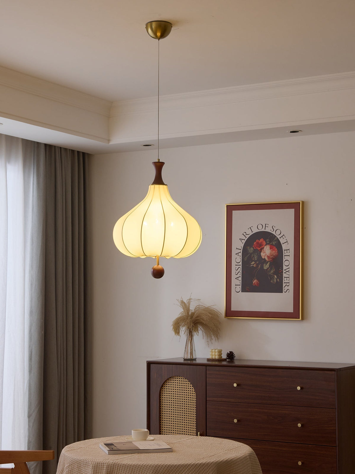 Mymira lámpara colgante de madera con elegancia tradicional
