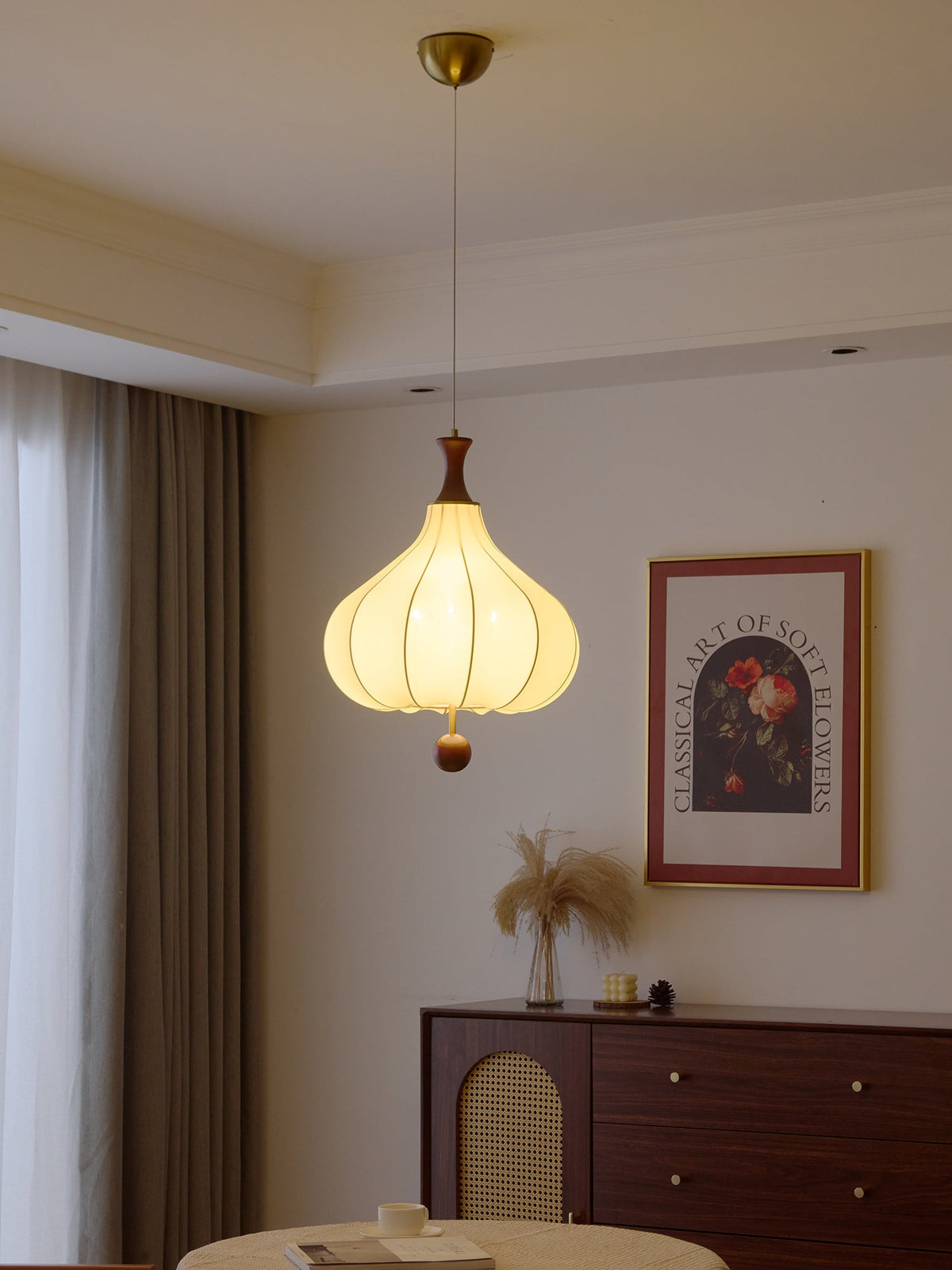 Mymira lámpara colgante de madera con elegancia tradicional