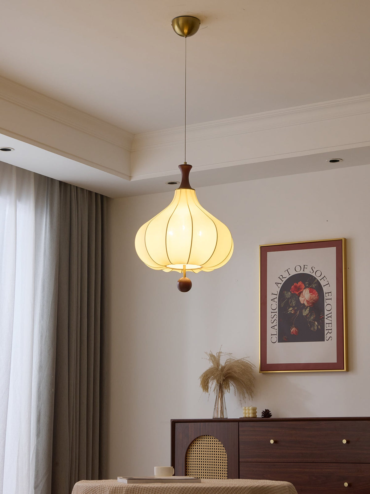 Mymira lámpara colgante de madera con elegancia tradicional