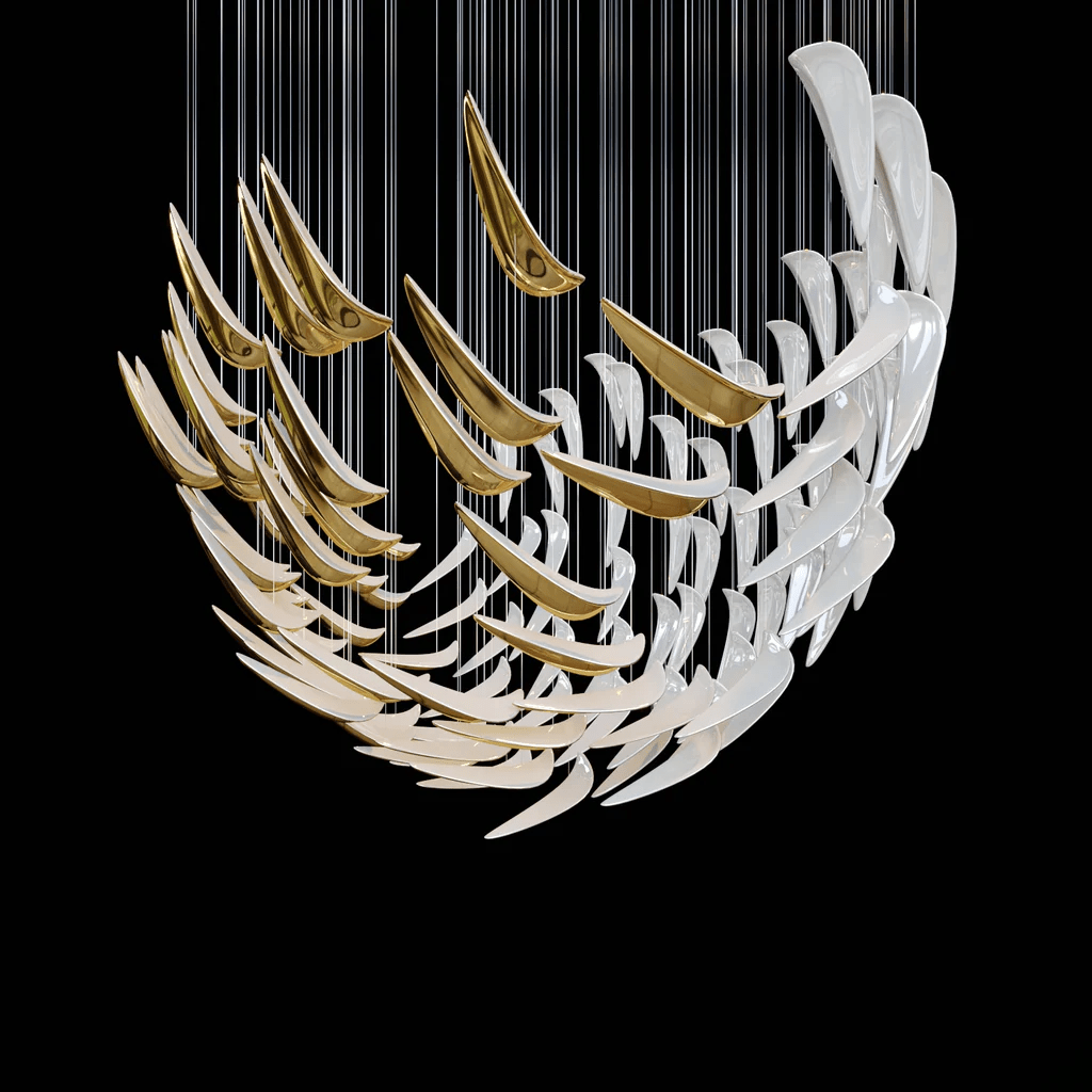 Plume resplandor blanco plumas Art Deco personalizable lámpara de araña