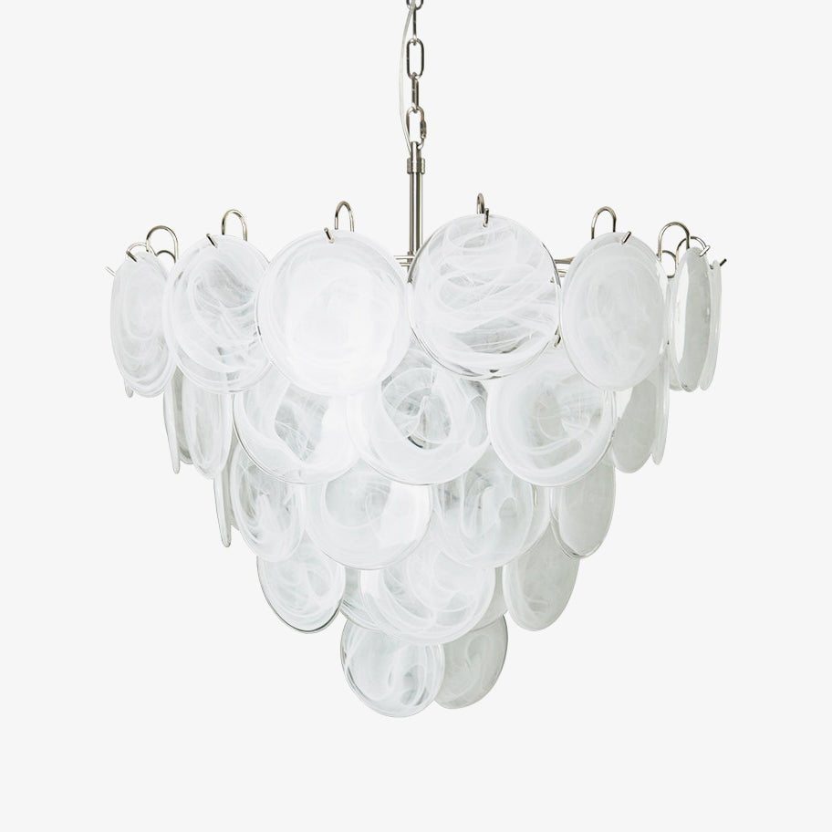 Veloelle lámpara de araña blanca de vidrio Murano disc contemporáneo