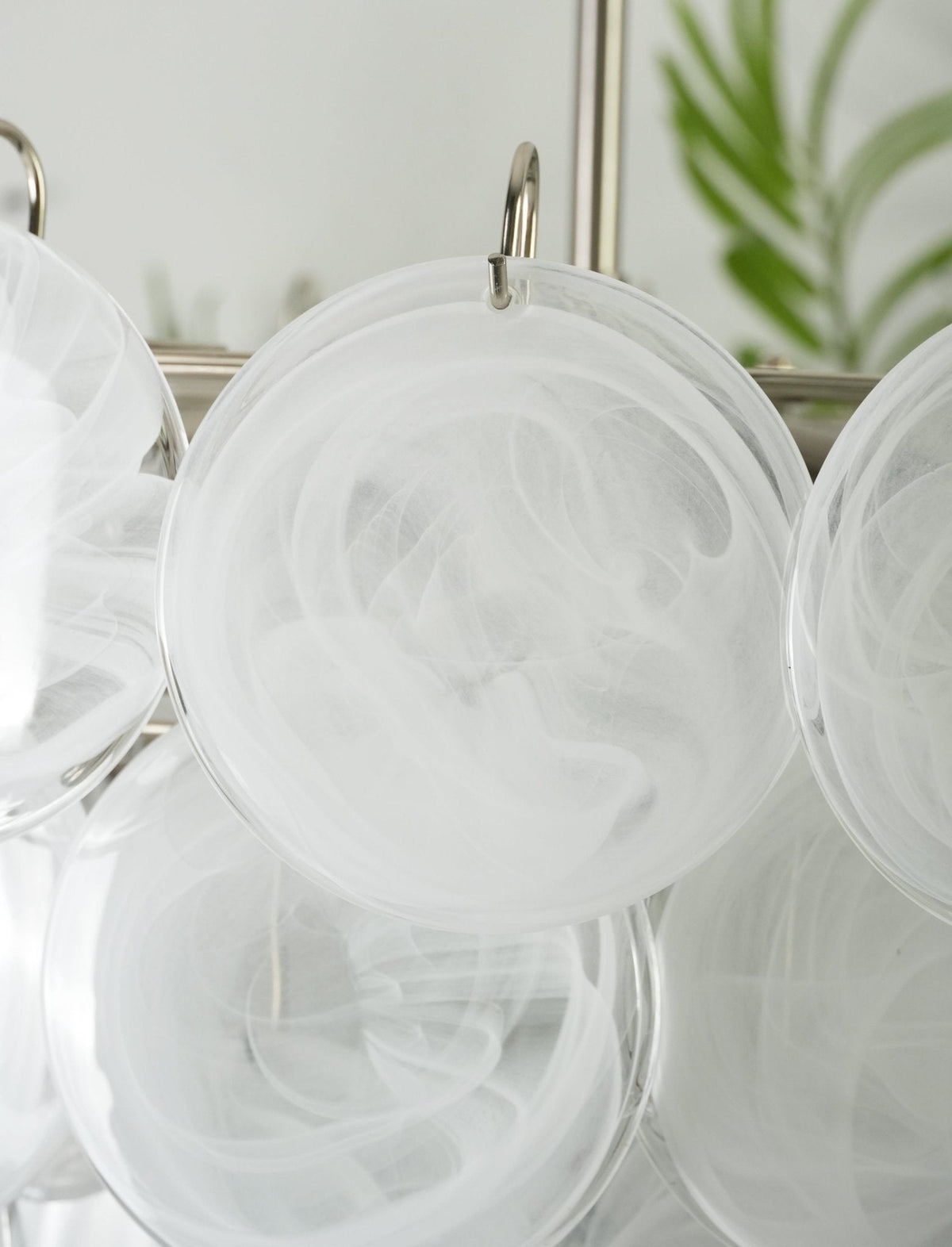 Veloelle lámpara de araña blanca de vidrio Murano disc contemporáneo