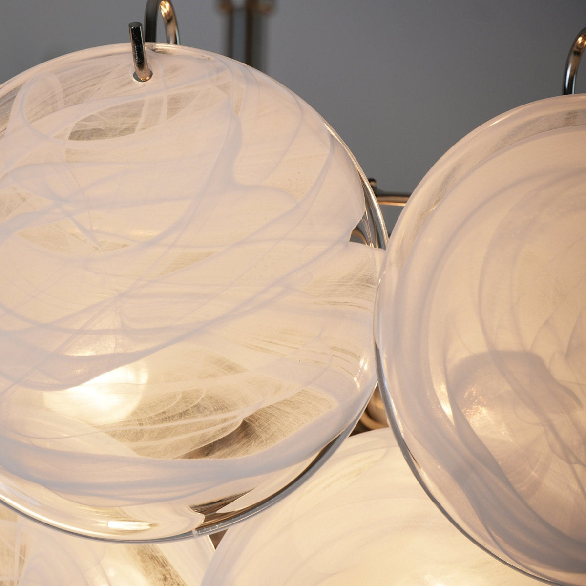 Veloelle lámpara de araña blanca de vidrio Murano disc contemporáneo
