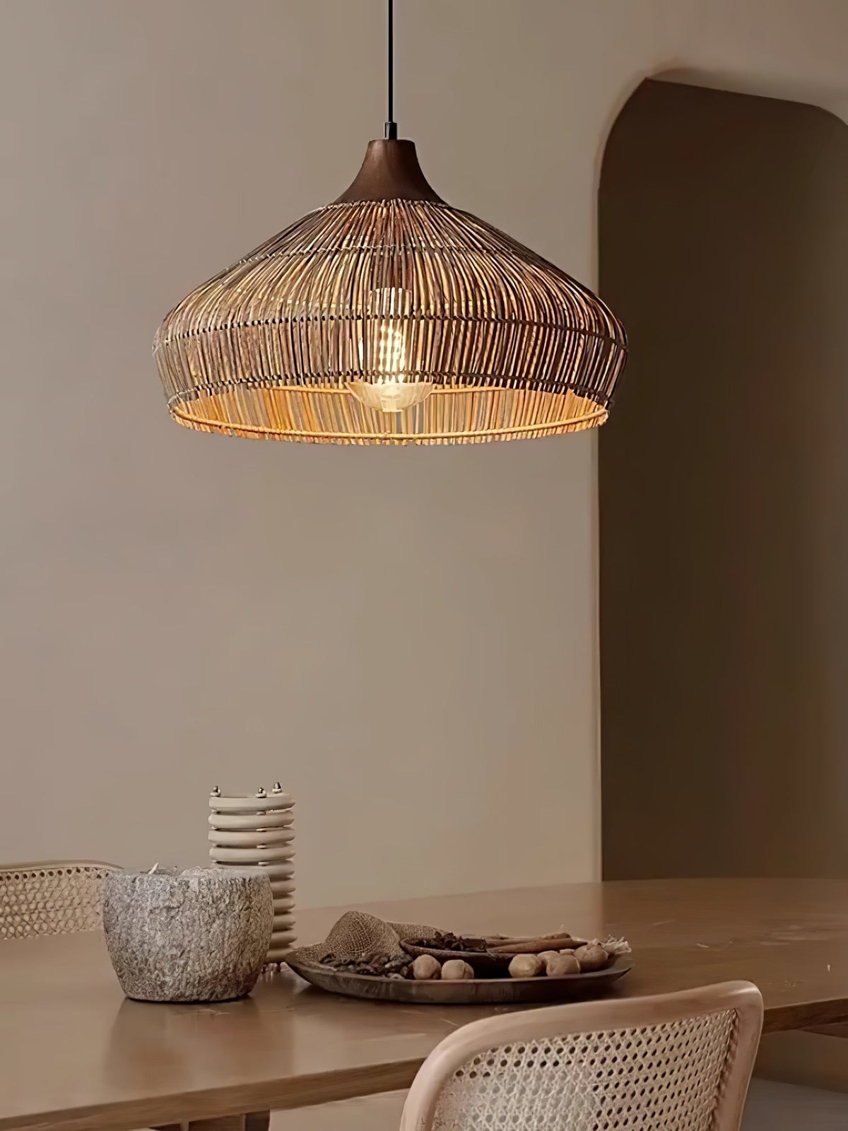 Lythean lámpara colgante elegancia Art de ratán y madera