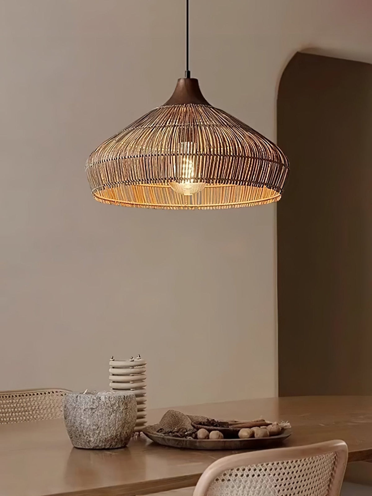 Lythean lámpara colgante elegancia Art de ratán y madera