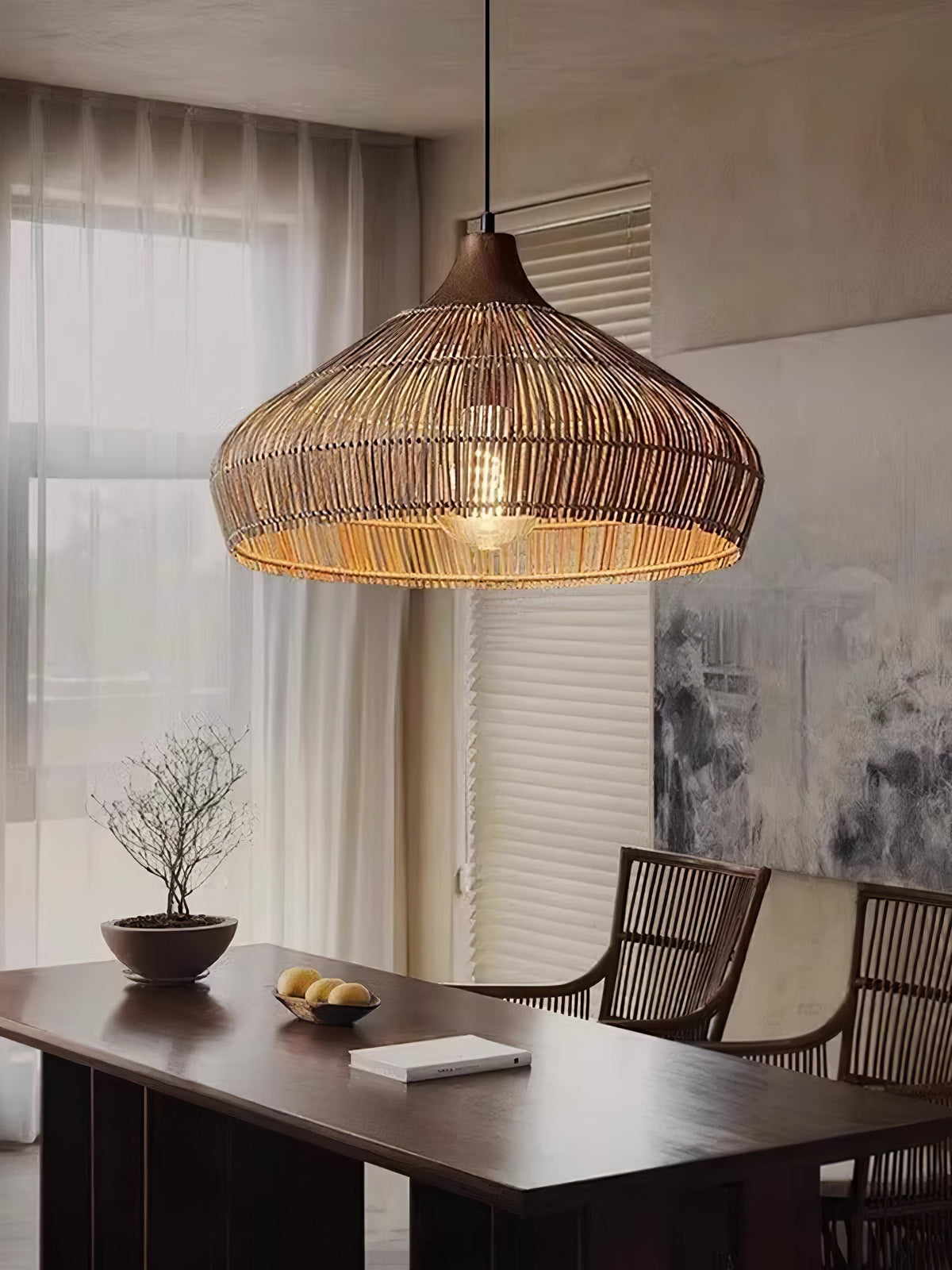 Lythean lámpara colgante elegancia Art de ratán y madera