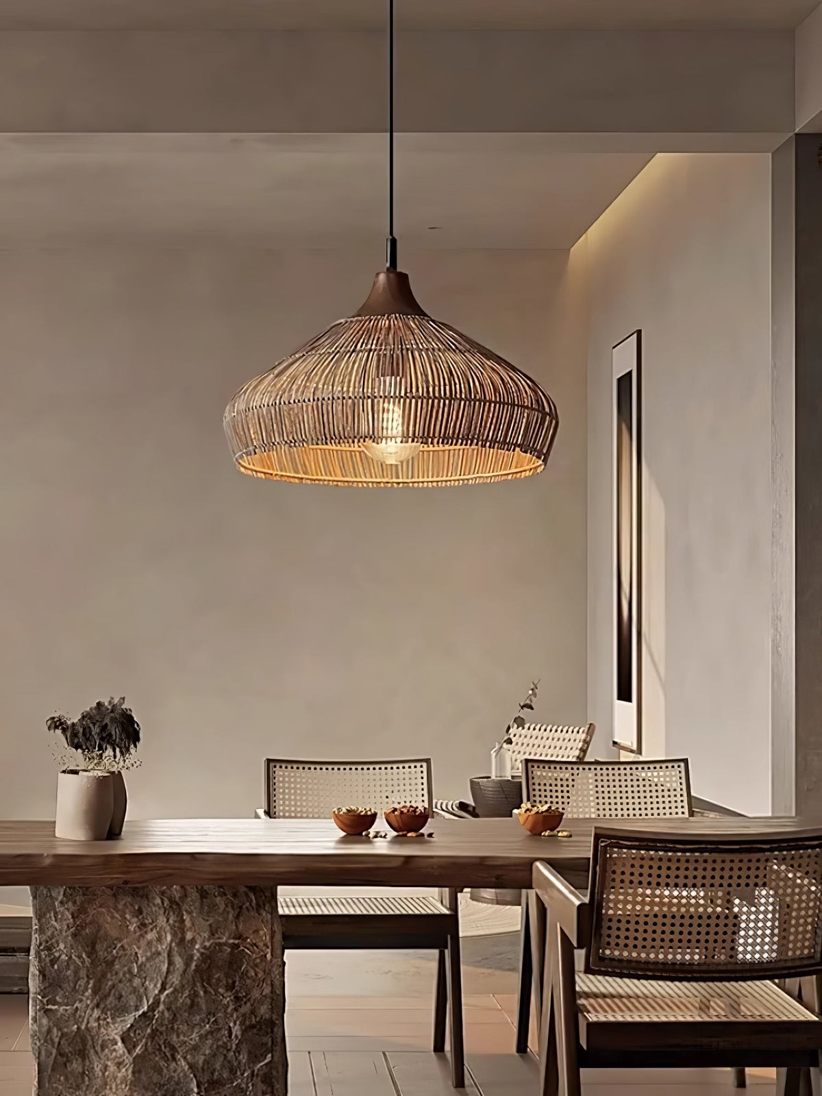 Lythean lámpara colgante elegancia Art de ratán y madera