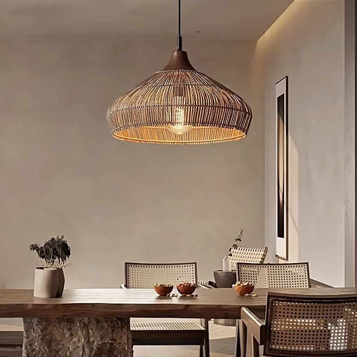 Lythean lámpara colgante elegancia Art de ratán y madera