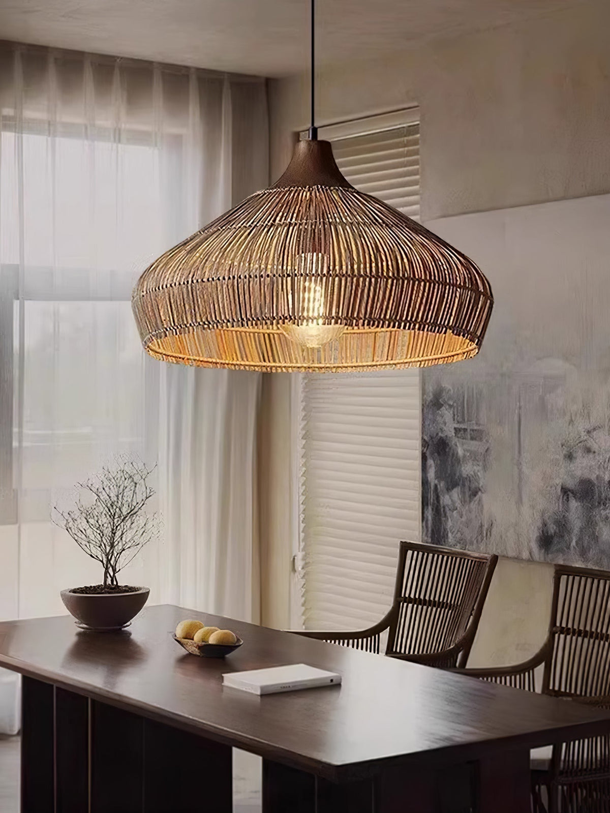 Lythean lámpara colgante elegancia Art de ratán y madera