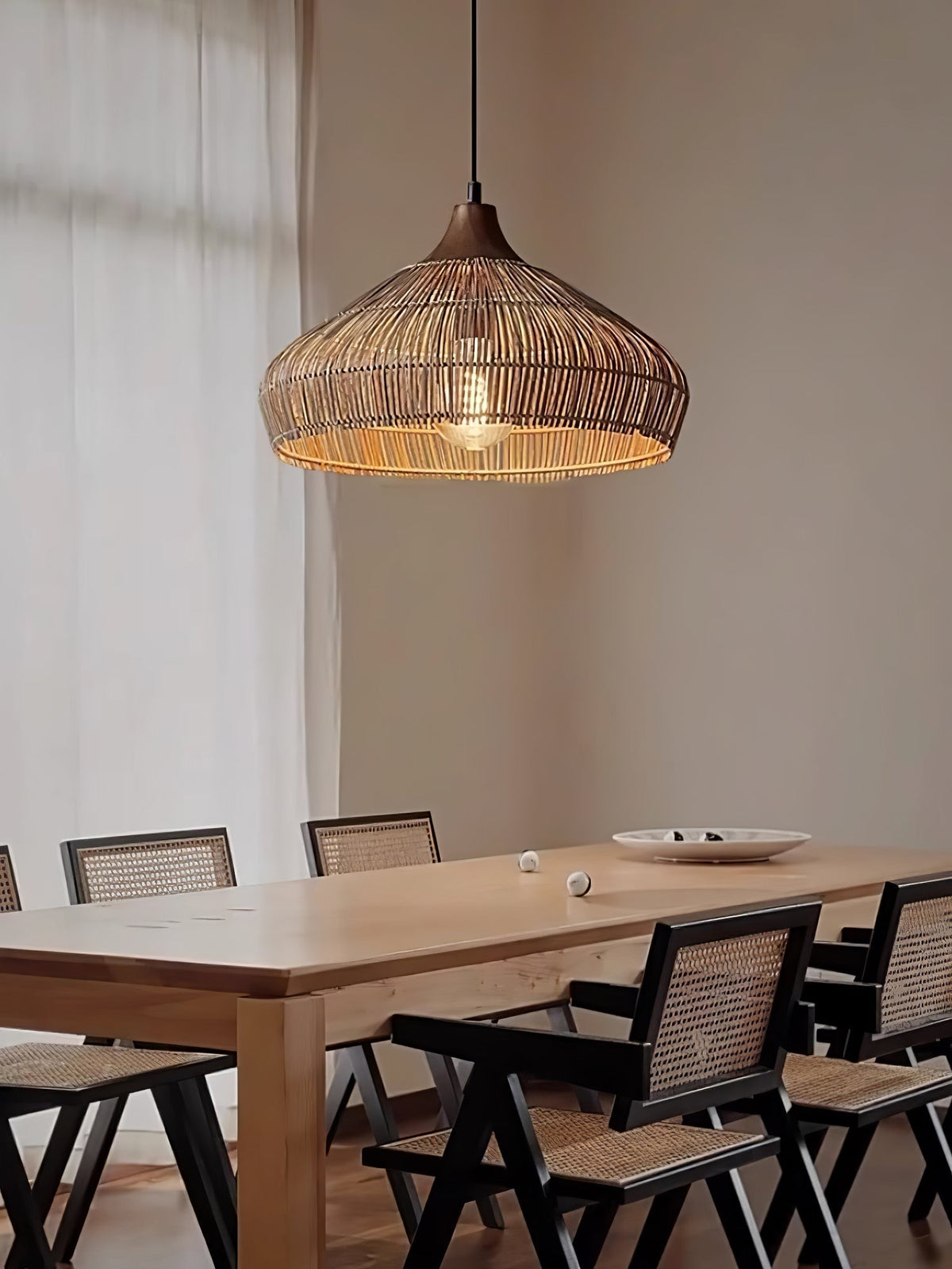 Lythean lámpara colgante elegancia Art de ratán y madera