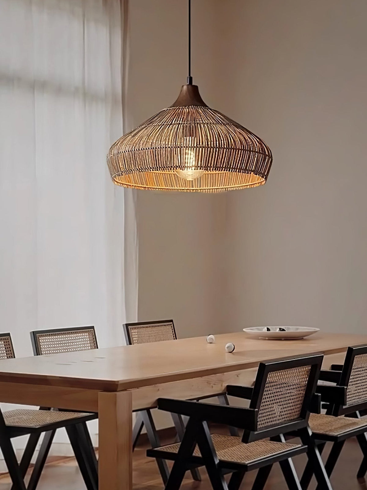 Lythean lámpara colgante elegancia Art de ratán y madera